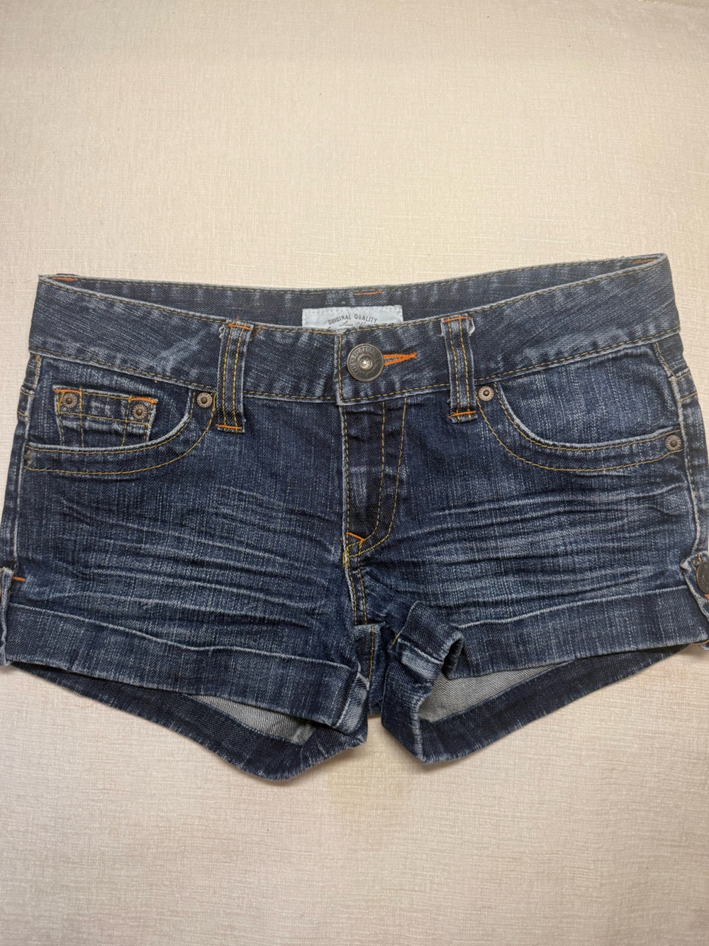 Aeropostale Dark Blue Denim Shorties with Contrast Stitching